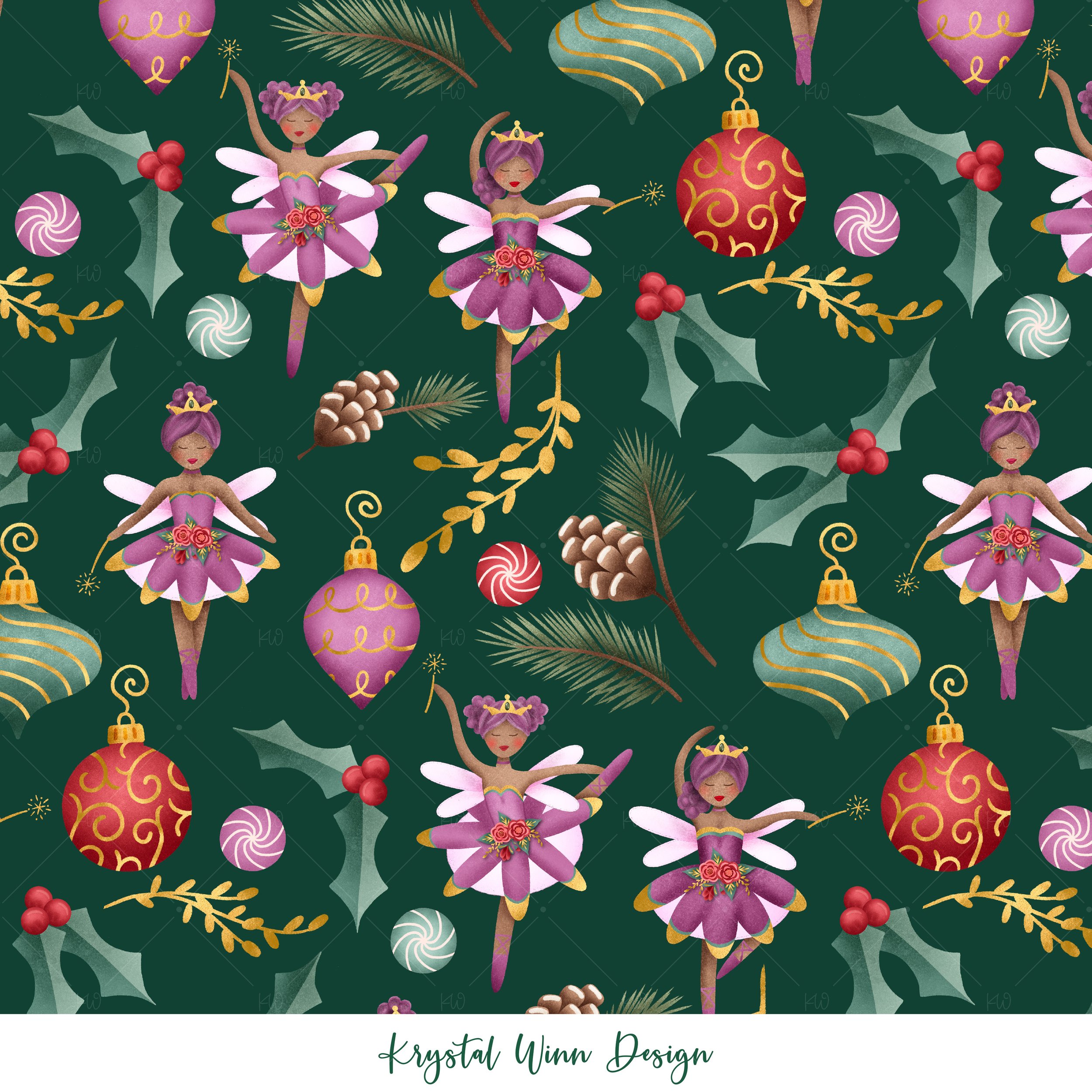Sugar Plum Fairy fabric by Krystal Winn — Coco Creek Designs